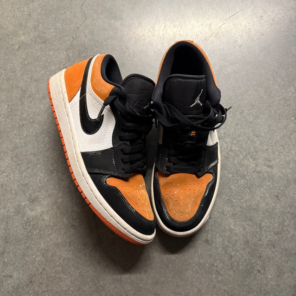 Air Jordan 1 Low Shattered Backboard Starfish Black White 553558-128 Mens Size 8